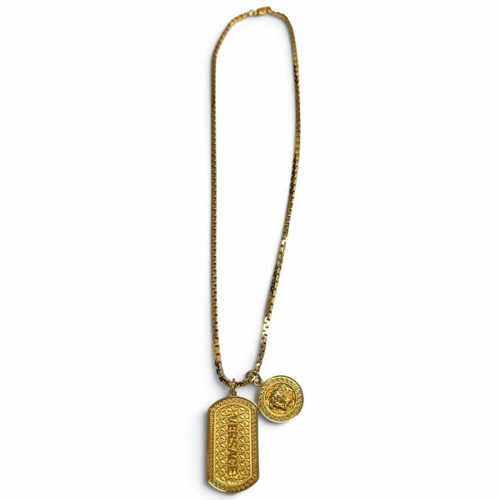美品□VERSACE ヴェルサーチ DG14698 メデューサ ドッグタグ チェーンネックレス アクセサリー ゴールド イタリア製 ケース付き メンズ