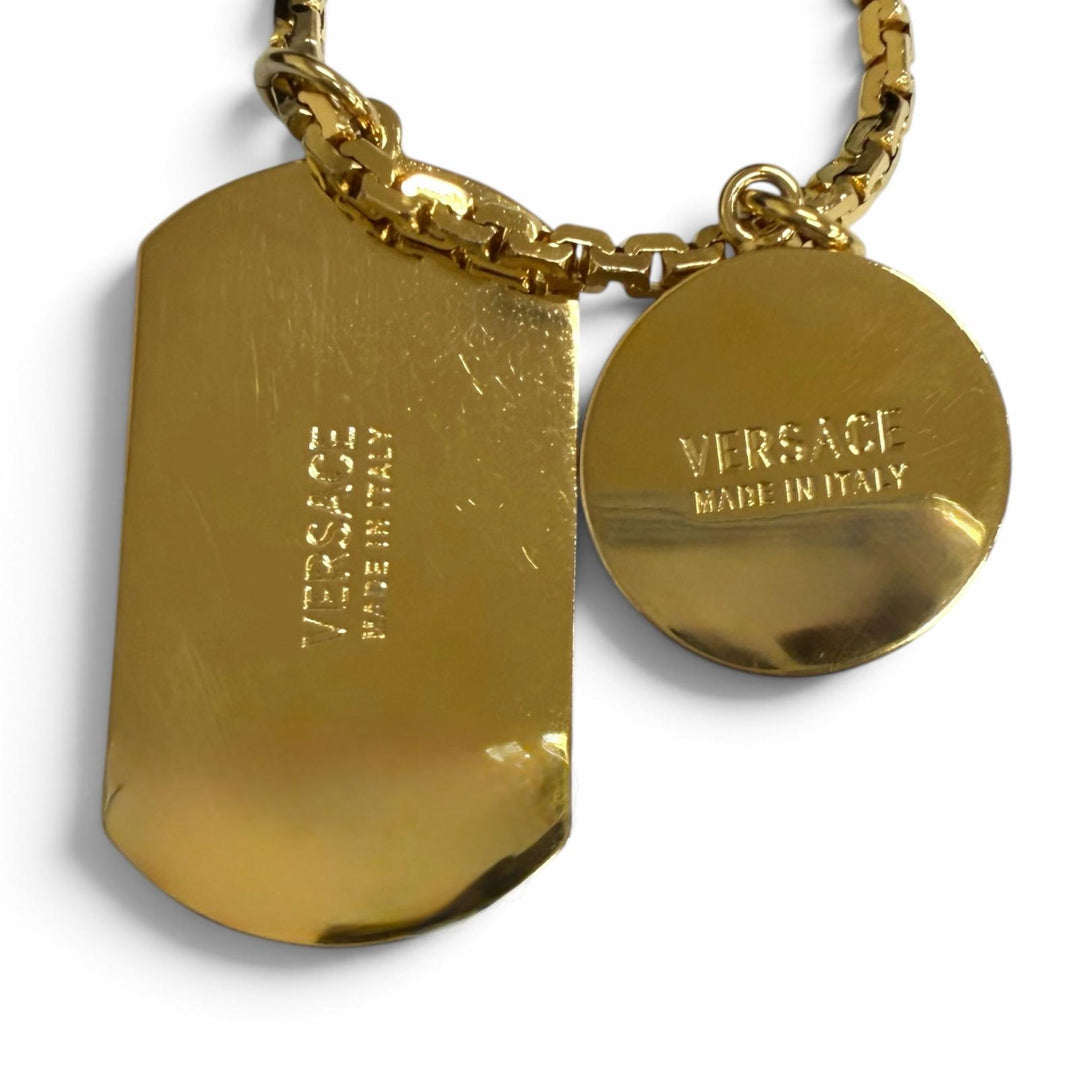 美品□VERSACE ヴェルサーチ DG14698 メデューサ ドッグタグ チェーンネックレス アクセサリー ゴールド イタリア製 ケース付き メンズ