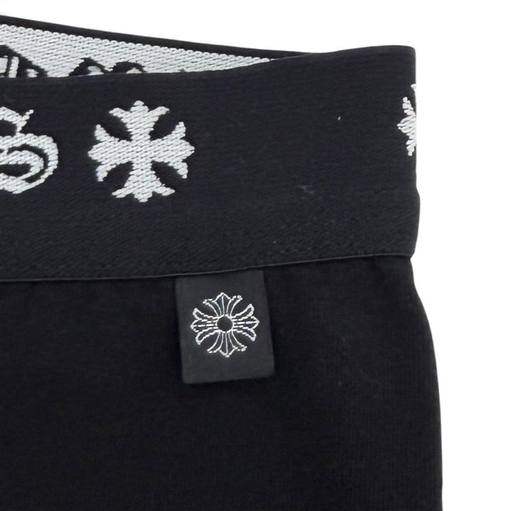 未使用品★CHROME HEARTS クロムハーツ ホースシュー ウエストロゴ入り スパッツ レギンス パンツ ブラック M 日本製 正規品 箱付き