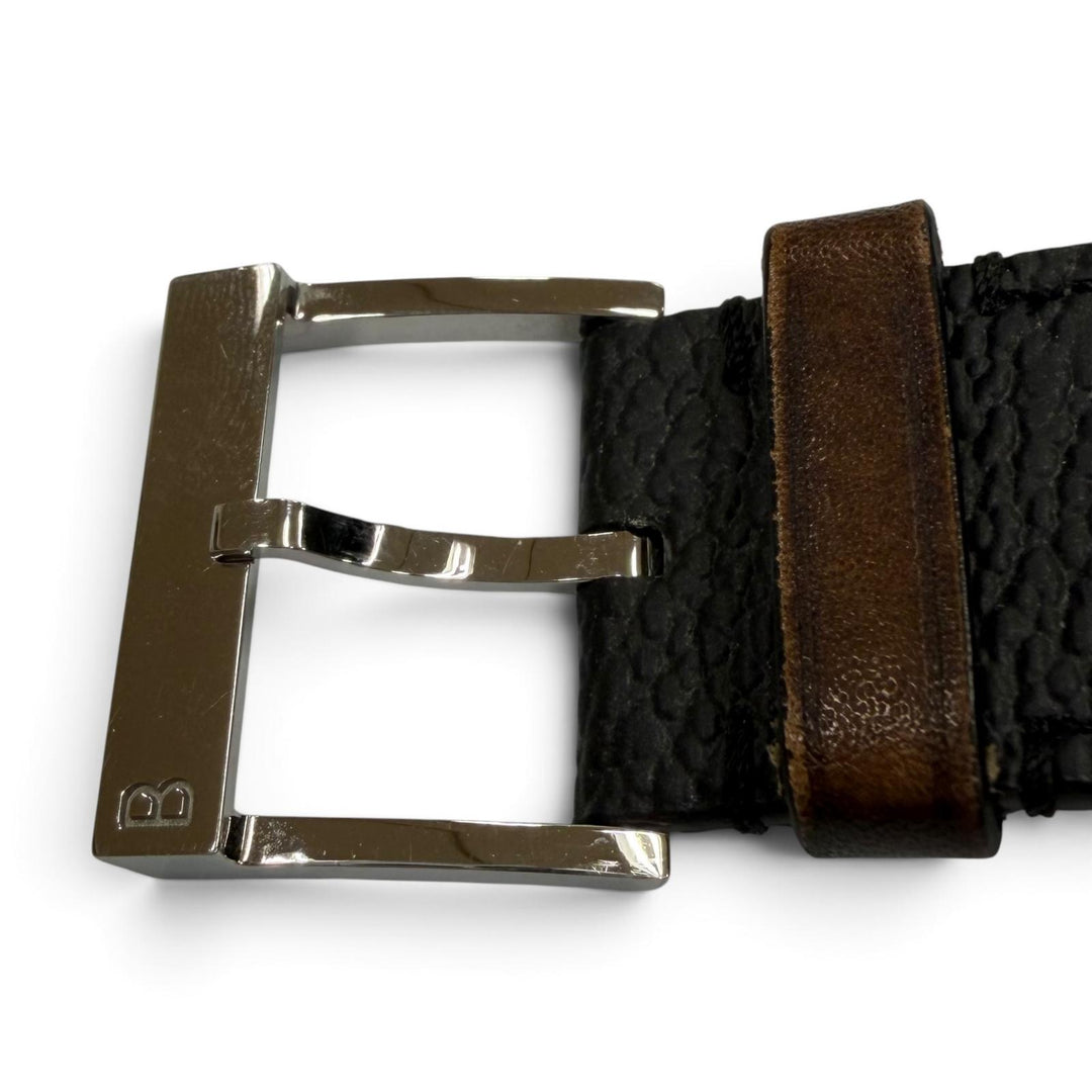 美品▼BERLUTI ベルルッティ Apple Watch BR44 アップルウォッチ用 取付幅35mm レザーベルト ブラック ブラウン シルバー金具 箱付き