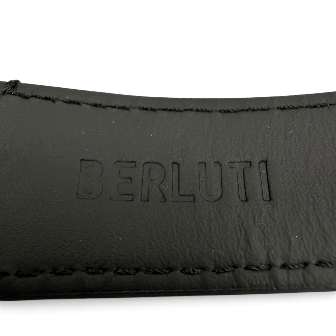 美品▼BERLUTI ベルルッティ Apple Watch BR44 アップルウォッチ用 取付幅35mm レザーベルト ブラック ブラウン シルバー金具 箱付き