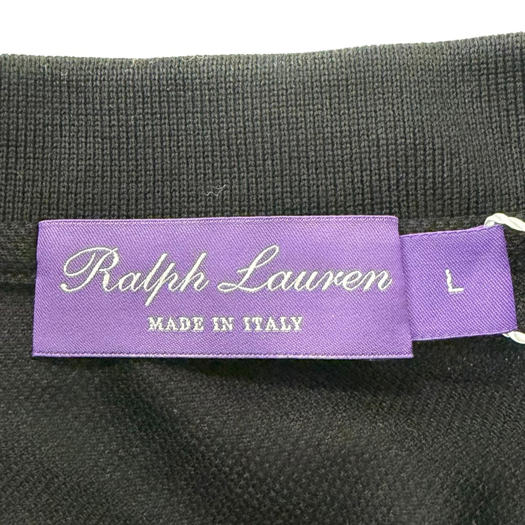 未使用品□RALPH LAUREN PURPLE LABEL ラルフローレン パープルレーベル コットン ロゴエンブロイダリー 半袖ポロシャツ L 伊製 正規品