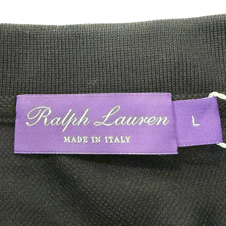 未使用品□RALPH LAUREN PURPLE LABEL ラルフローレン パープルレーベル コットン ロゴエンブロイダリー 半袖ポロシャツ L 伊製 正規品