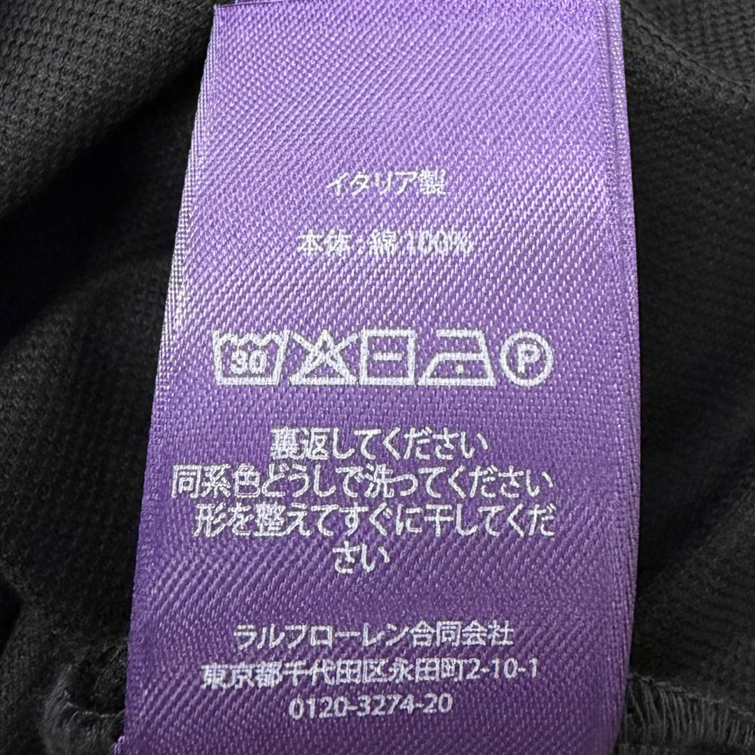 未使用品□RALPH LAUREN PURPLE LABEL ラルフローレン パープルレーベル コットン ロゴエンブロイダリー 半袖ポロシャツ L 伊製 正規品