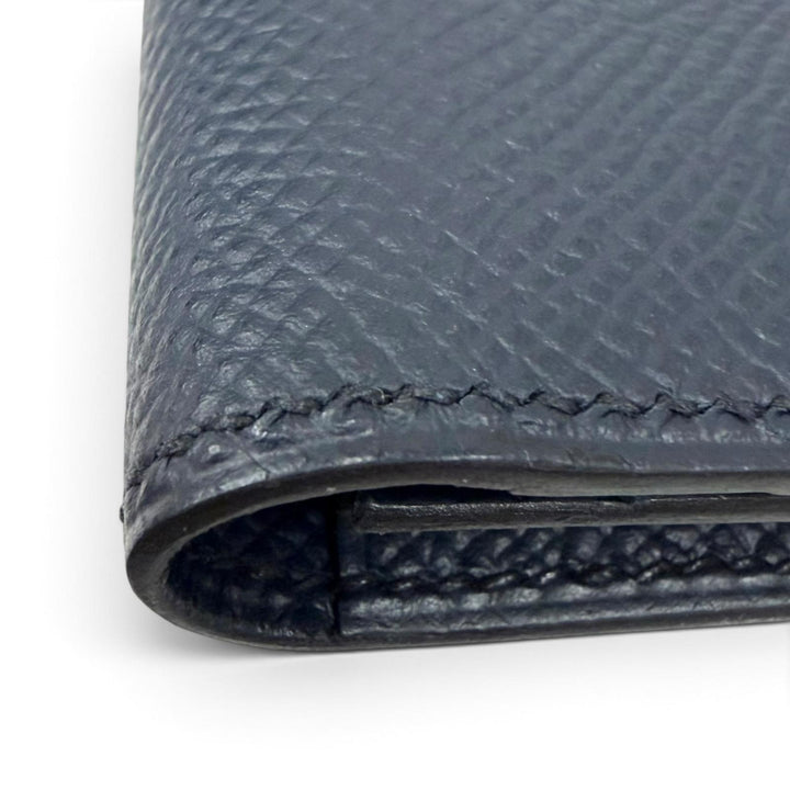 極美品□HERMES エルメス MC2フレミング ヴォーエプソン レザー 長財布 二つ折り財布 ネイビー Y刻印入り フランス製 メンズ 箱付き