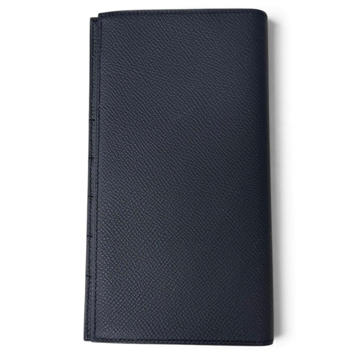 極美品□HERMES エルメス MC2フレミング ヴォーエプソン レザー 長財布 二つ折り財布 ネイビー Y刻印入り フランス製 メンズ 箱付き