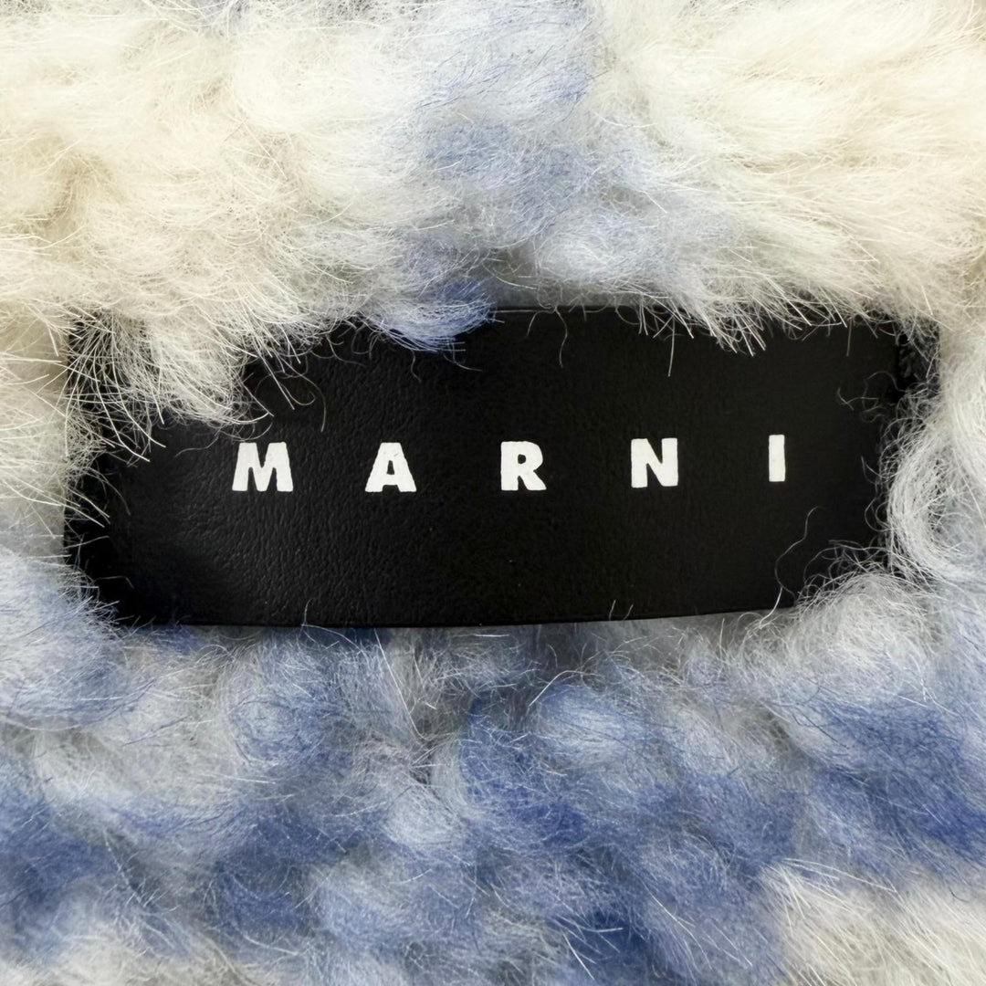 極美品□MARNI マルニ SHMQ0027Q1 ムートン 牛革 ロゴパッチ トートバッグ ブラック ホワイト ブルー イタリア製 正規品 メンズ 保存袋付