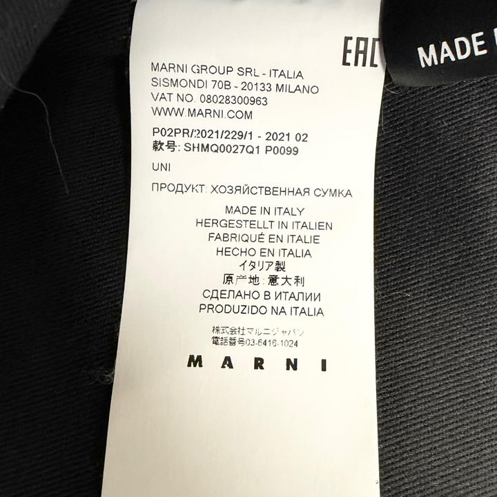 極美品□MARNI マルニ SHMQ0027Q1 ムートン 牛革 ロゴパッチ トートバッグ ブラック ホワイト ブルー イタリア製 正規品 メンズ 保存袋付