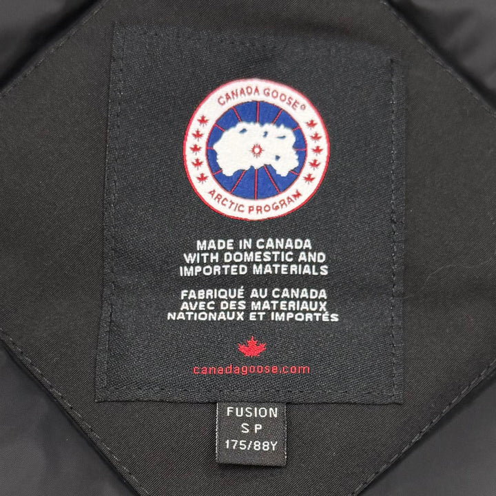 極美品▼CANADA GOOSE カナダグース 2062MA LANGFORD FUSION ロゴワッペン ファー付き フーデッド WZIPUP ダウンジャケット S 正規品