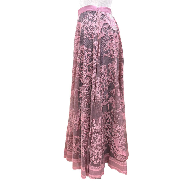 極美品☆Christian Dior クリスチャンディオール 341J52A8610 レース ディオリヴィエラ ミディスカート ピンク 44 フランス製 正規品
