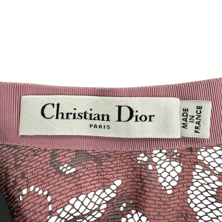 極美品☆Christian Dior クリスチャンディオール 341J52A8610 レース ディオリヴィエラ ミディスカート ピンク 44 フランス製 正規品