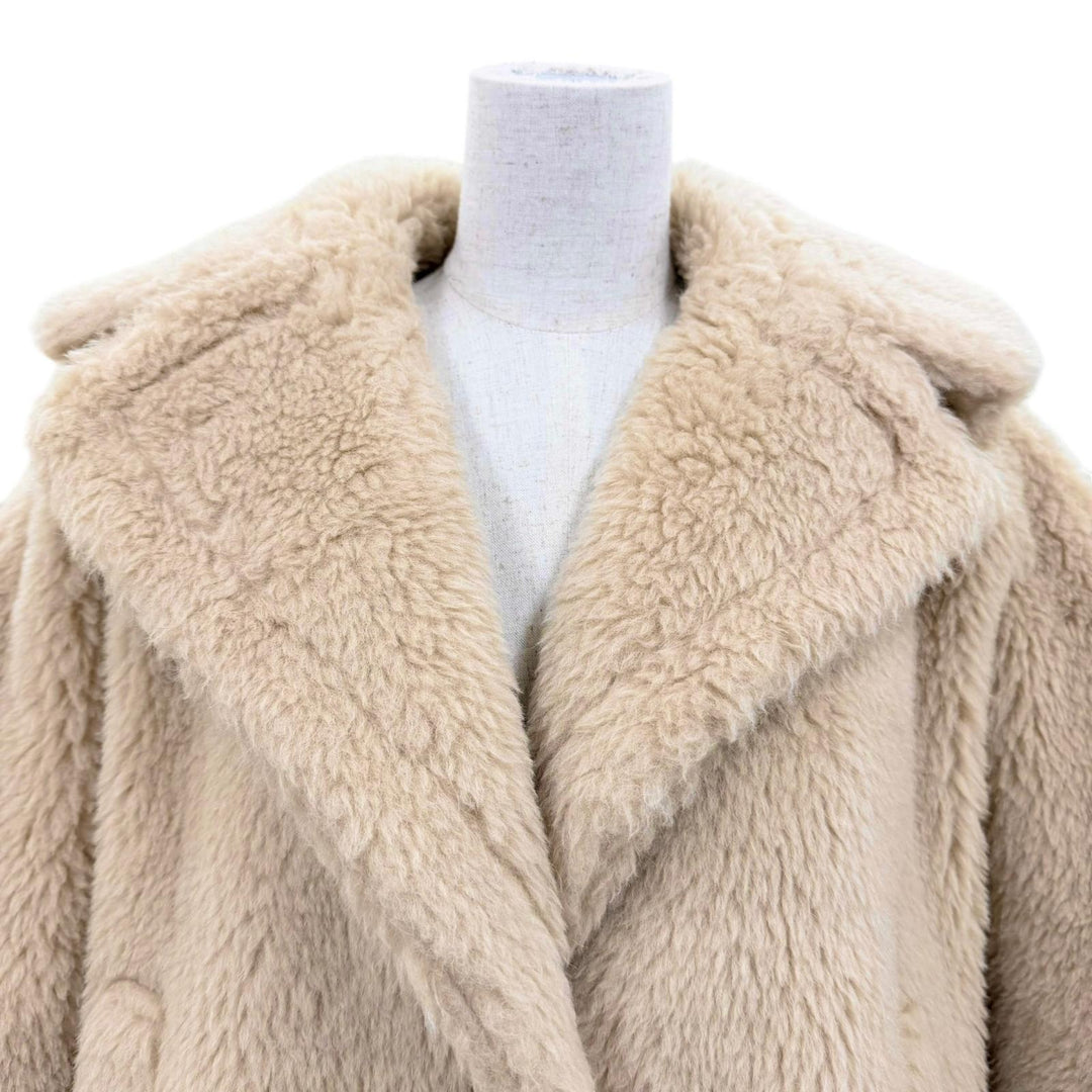 極美品☆Max Mara マックスマーラ 2023年製 24147311416 テディベア アルパカ シルク混 ケープ ポンチョ コート ベージュ ML 伊製 正規品