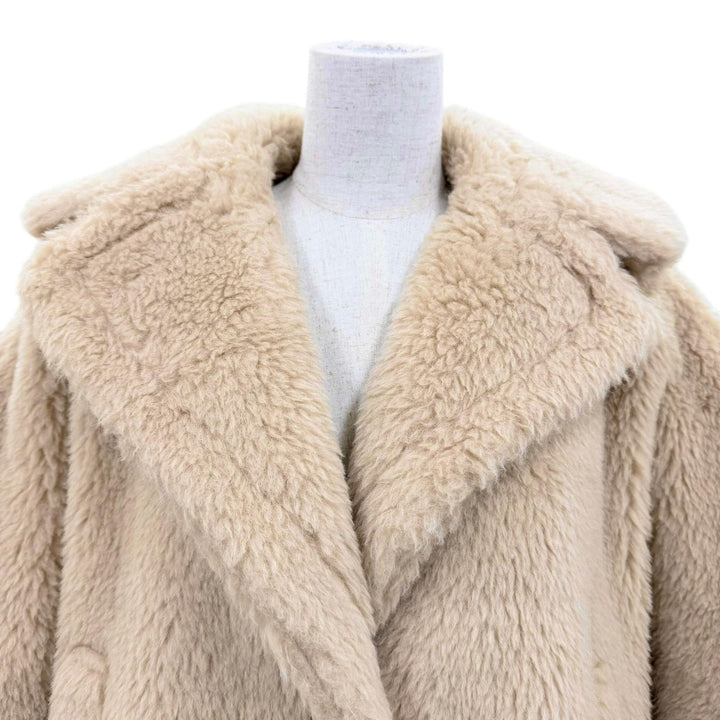 極美品☆Max Mara マックスマーラ 2023年製 24147311416 テディベア アルパカ シルク混 ケープ ポンチョ コート ベージュ ML 伊製 正規品