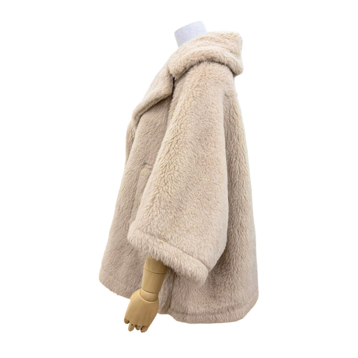 極美品☆Max Mara マックスマーラ 2023年製 24147311416 テディベア アルパカ シルク混 ケープ ポンチョ コート ベージュ ML 伊製 正規品