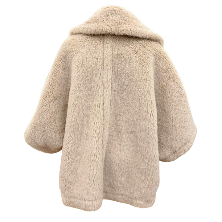 極美品☆Max Mara マックスマーラ 2023年製 24147311416 テディベア アルパカ シルク混 ケープ ポンチョ コート ベージュ ML 伊製 正規品