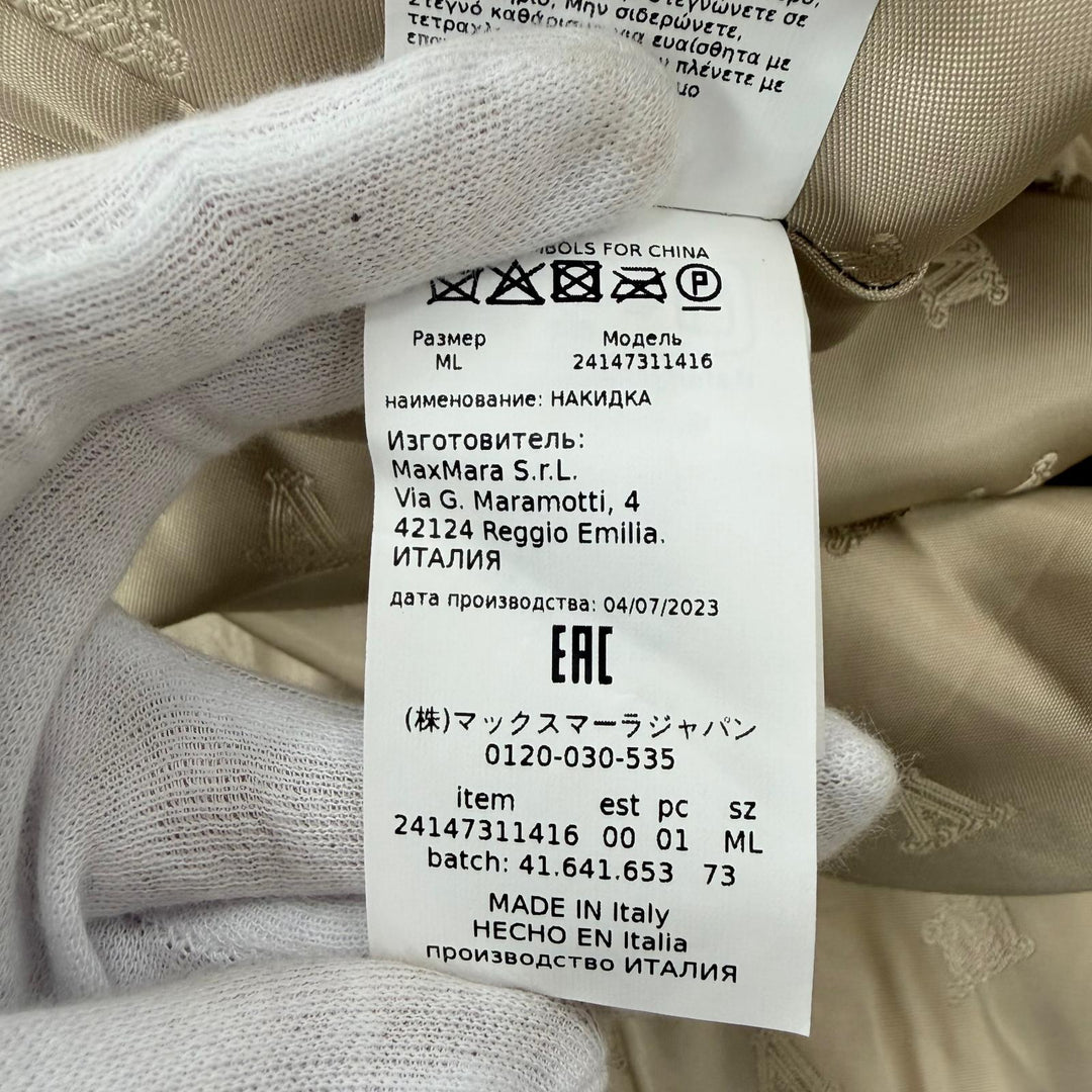 極美品☆Max Mara マックスマーラ 2023年製 24147311416 テディベア アルパカ シルク混 ケープ ポンチョ コート ベージュ ML 伊製 正規品