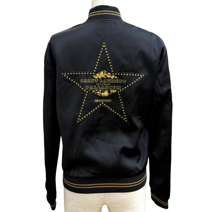 美品★SAINT LAURENT PARIS サンローランパリ 443399 テディ パラディアム ジャケット ブラック ゴールド 36 イタリア製 ガーメント付き