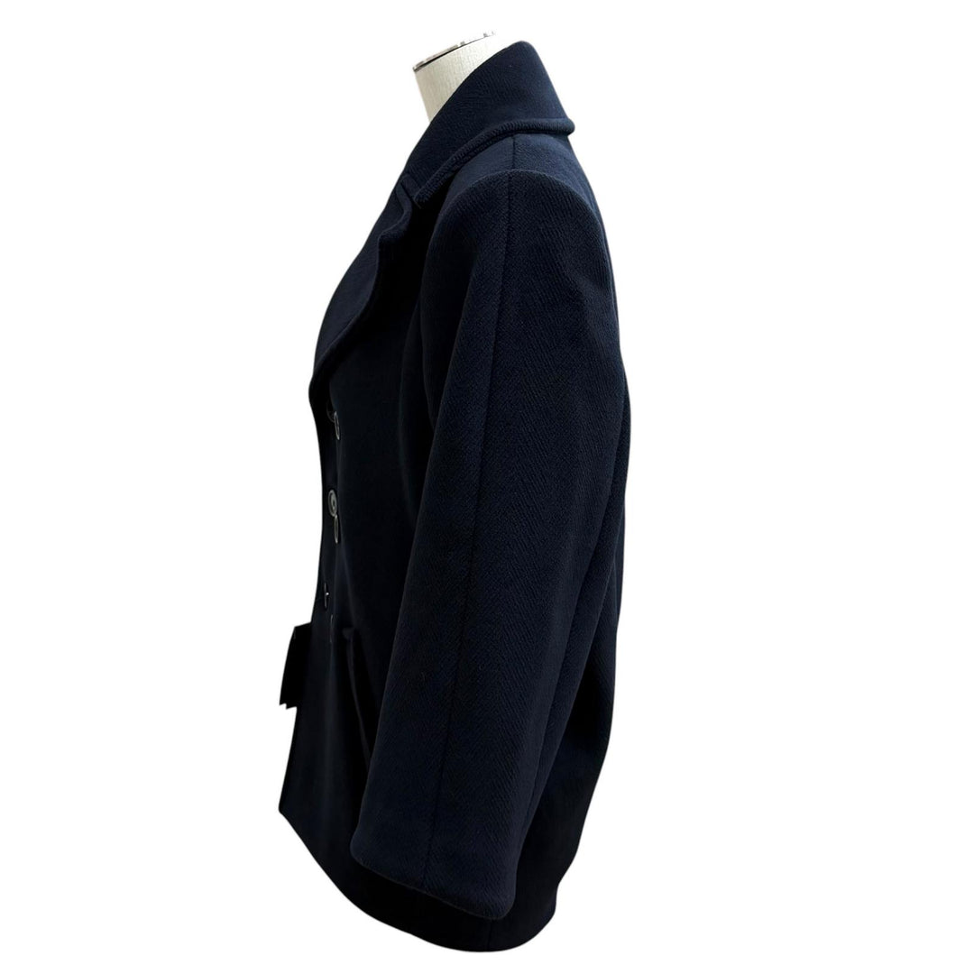 極美品★SAINT LAURENT PARIS サンローランパリ 2022年製 720194 ウール シルク混 ダブルブレスト ピーコート 36 正規品 ハンガー付