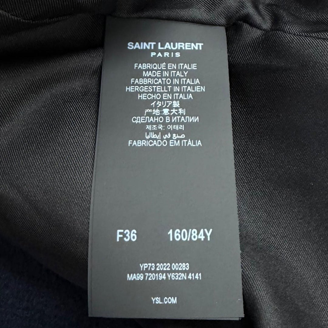 極美品★SAINT LAURENT PARIS サンローランパリ 2022年製 720194 ウール シルク混 ダブルブレスト ピーコート 36 正規品 ハンガー付