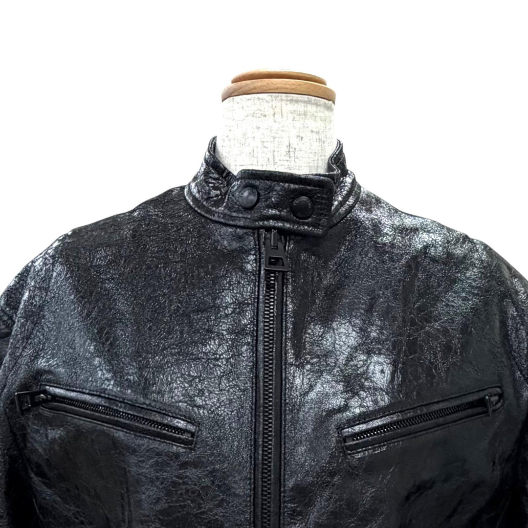 極美品△Christian Dior クリスチャンディオール 425C27AL247 BEE刺繡 シングル ライダースジャケット ゴートレザージャケット 38 正規品