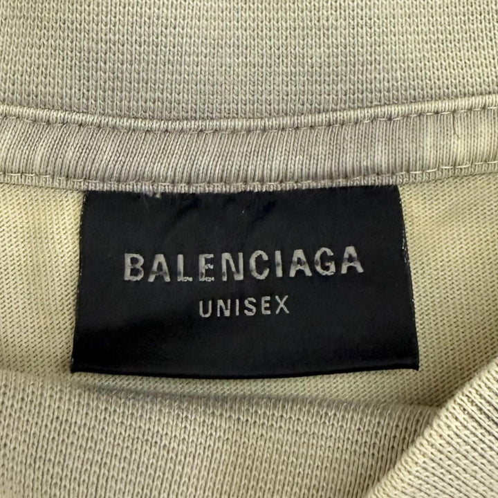 極美品□BALENCIAGA バレンシアガ 24AW 764235 Medium Fit T-Shirt コットン100％ ロゴ刺繍 半袖Ｔシャツ カーキベージュ S 正規品