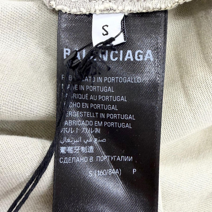 極美品□BALENCIAGA バレンシアガ 24AW 764235 Medium Fit T-Shirt コットン100％ ロゴ刺繍 半袖Ｔシャツ カーキベージュ S 正規品