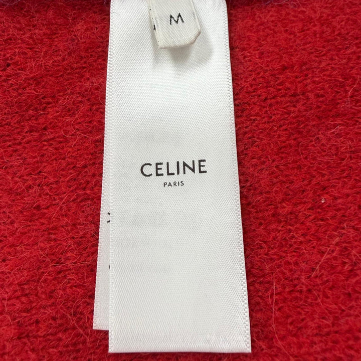 極美品▼CELINE セリーヌ 2AG33420U アルパカ65% スタースパンコール Vネック ニット カーディガン ブルー レッド M 正規品 メンズ
