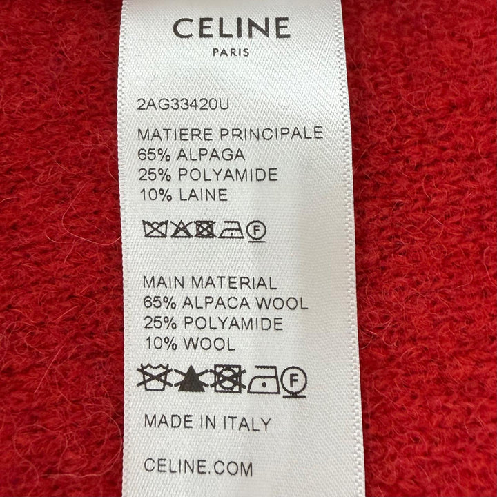 極美品▼CELINE セリーヌ 2AG33420U アルパカ65% スタースパンコール Vネック ニット カーディガン ブルー レッド M 正規品 メンズ