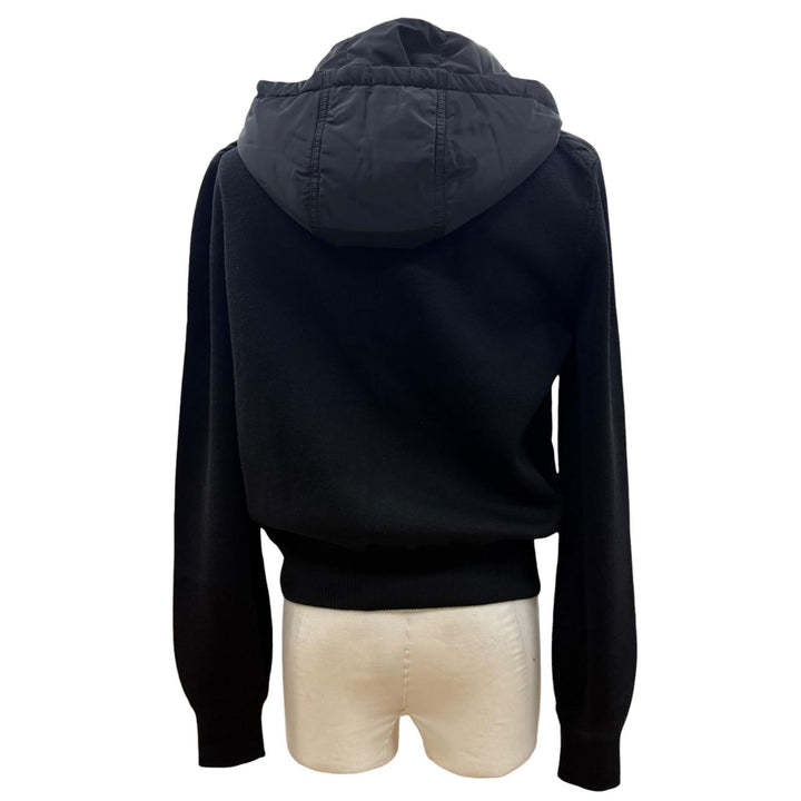 極美品▼TOM FORD トムフォード BYM2R TFKG54 ウール100% ニット切替 ダブルジップアップ パーカー ブラック 50 イタリア製 メンズ