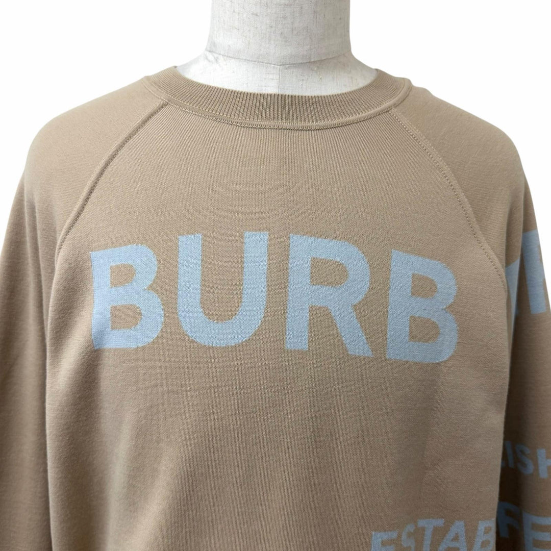 極美品□BURBERRY バーバリー 8040224 スーパーメリノウール ホースフェリー ニット セーター ベージュ グレージュ L 正規品 メンズ