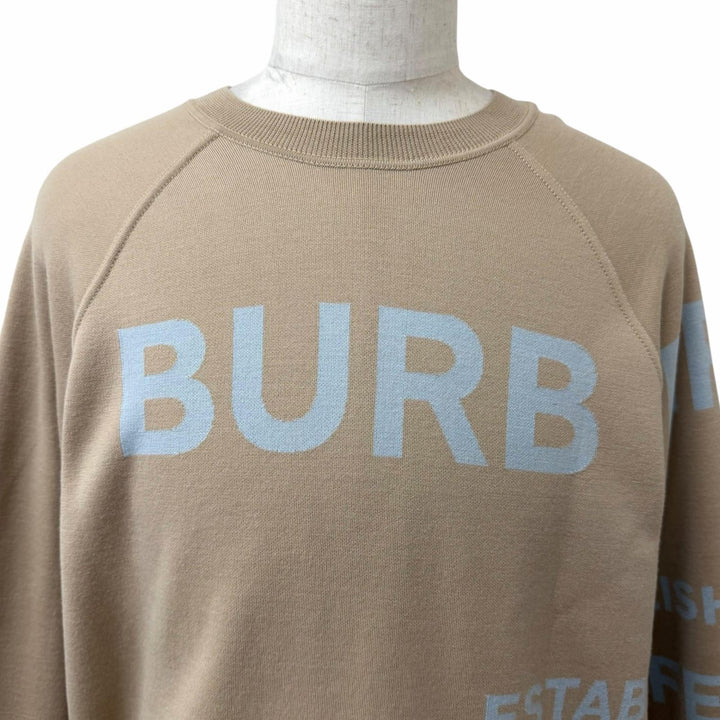 極美品□BURBERRY バーバリー 8040224 スーパーメリノウール ホースフェリー ニット セーター ベージュ グレージュ L 正規品 メンズ