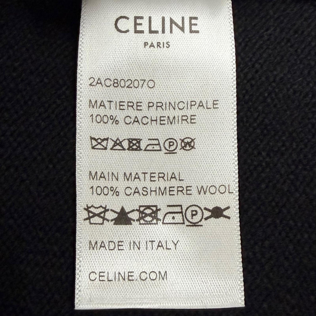 極美品▼CELINE セリーヌ 2AC80207O ヘリテージカシミヤ100% ルーズフィット タートルネック ニットセーター ブラック S 正規品 メンズ