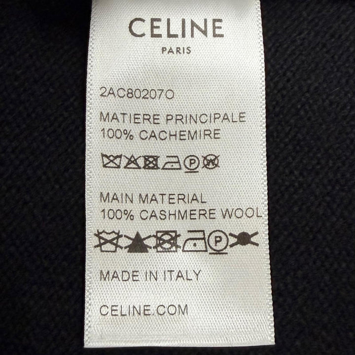 極美品▼CELINE セリーヌ 2AC80207O ヘリテージカシミヤ100% ルーズフィット タートルネック ニットセーター ブラック S 正規品 メンズ
