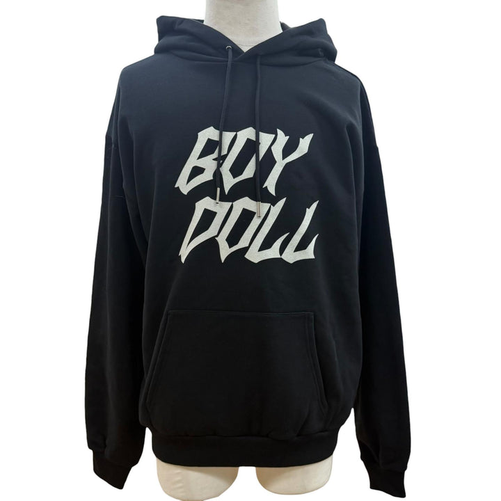 美品▼CELINE セリーヌ 2Y962670Q BOY DOLL コットン100% フーデッド プルオーバー パーカー ブラック L イタリア製 正規品 メンズ