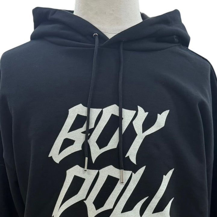 美品▼CELINE セリーヌ 2Y962670Q BOY DOLL コットン100% フーデッド プルオーバー パーカー ブラック L イタリア製 正規品 メンズ