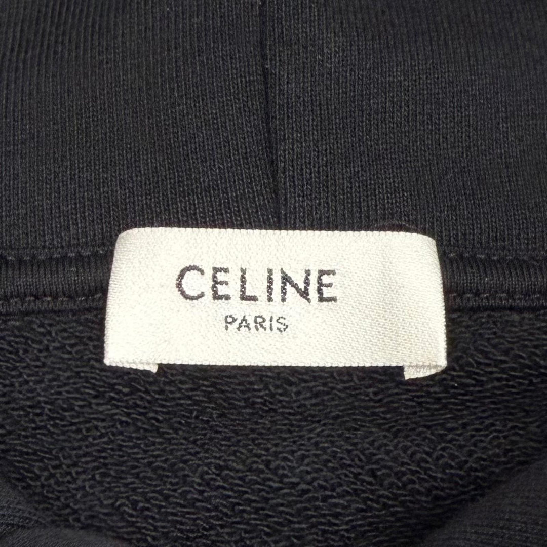美品▼CELINE セリーヌ 2Y962670Q BOY DOLL コットン100% フーデッド プルオーバー パーカー ブラック L イタリア製 正規品 メンズ