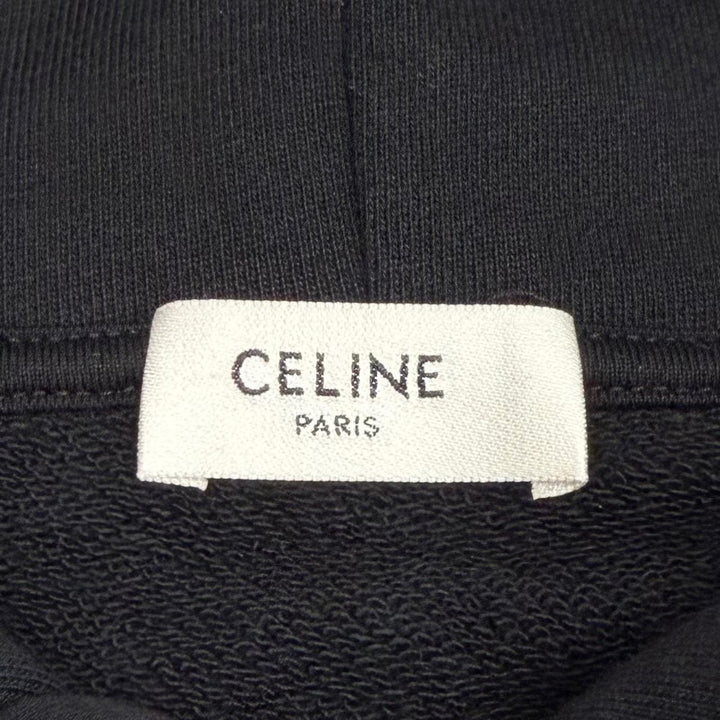 美品▼CELINE セリーヌ 2Y962670Q BOY DOLL コットン100% フーデッド プルオーバー パーカー ブラック L イタリア製 正規品 メンズ