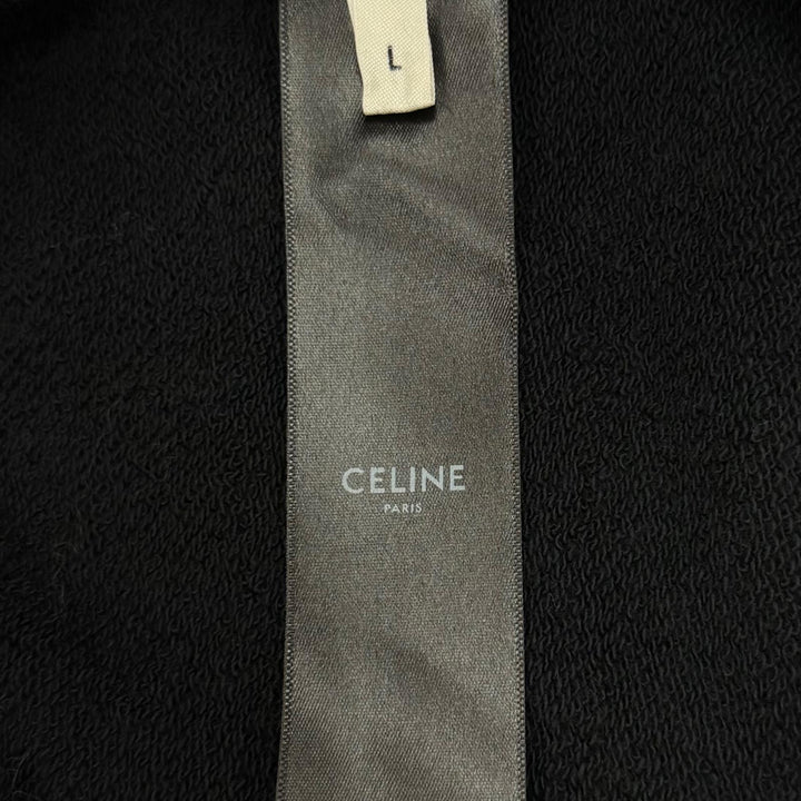 美品▼CELINE セリーヌ 2Y962670Q BOY DOLL コットン100% フーデッド プルオーバー パーカー ブラック L イタリア製 正規品 メンズ