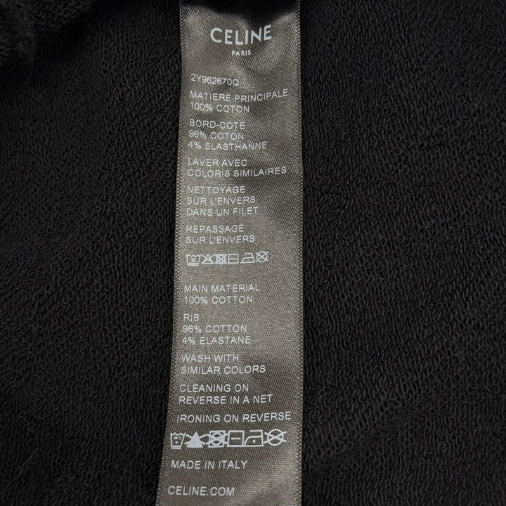美品▼CELINE セリーヌ 2Y962670Q BOY DOLL コットン100% フーデッド プルオーバー パーカー ブラック L イタリア製 正規品 メンズ