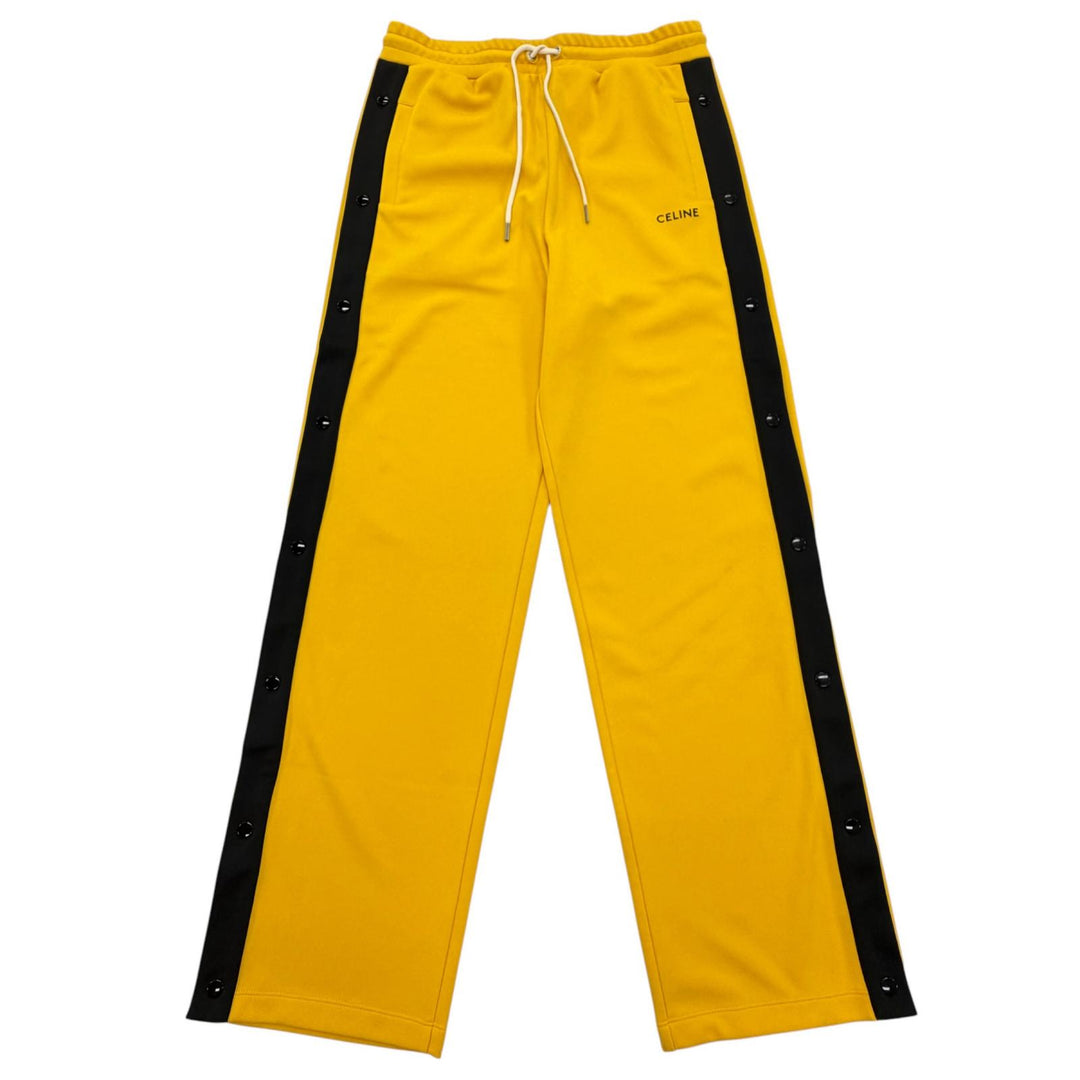 極美品▼CELINE セリーヌ 2Z223121O Jersey Double Face Jogging Pants ロゴ トラックパンツ イエロー L イタリア製 正規品 メンズ