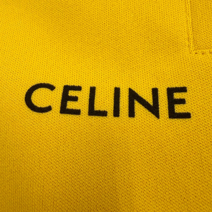 極美品▼CELINE セリーヌ 2Z223121O Jersey Double Face Jogging Pants ロゴ トラックパンツ イエロー L イタリア製 正規品 メンズ