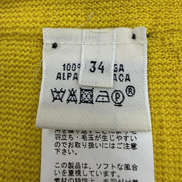極美品☆HERMES エルメス 17-7708 アルパカ100％ ロゴボタン 長袖 ロング ニットカーディガン イエロー 34 イタリア製 正規品 レディース