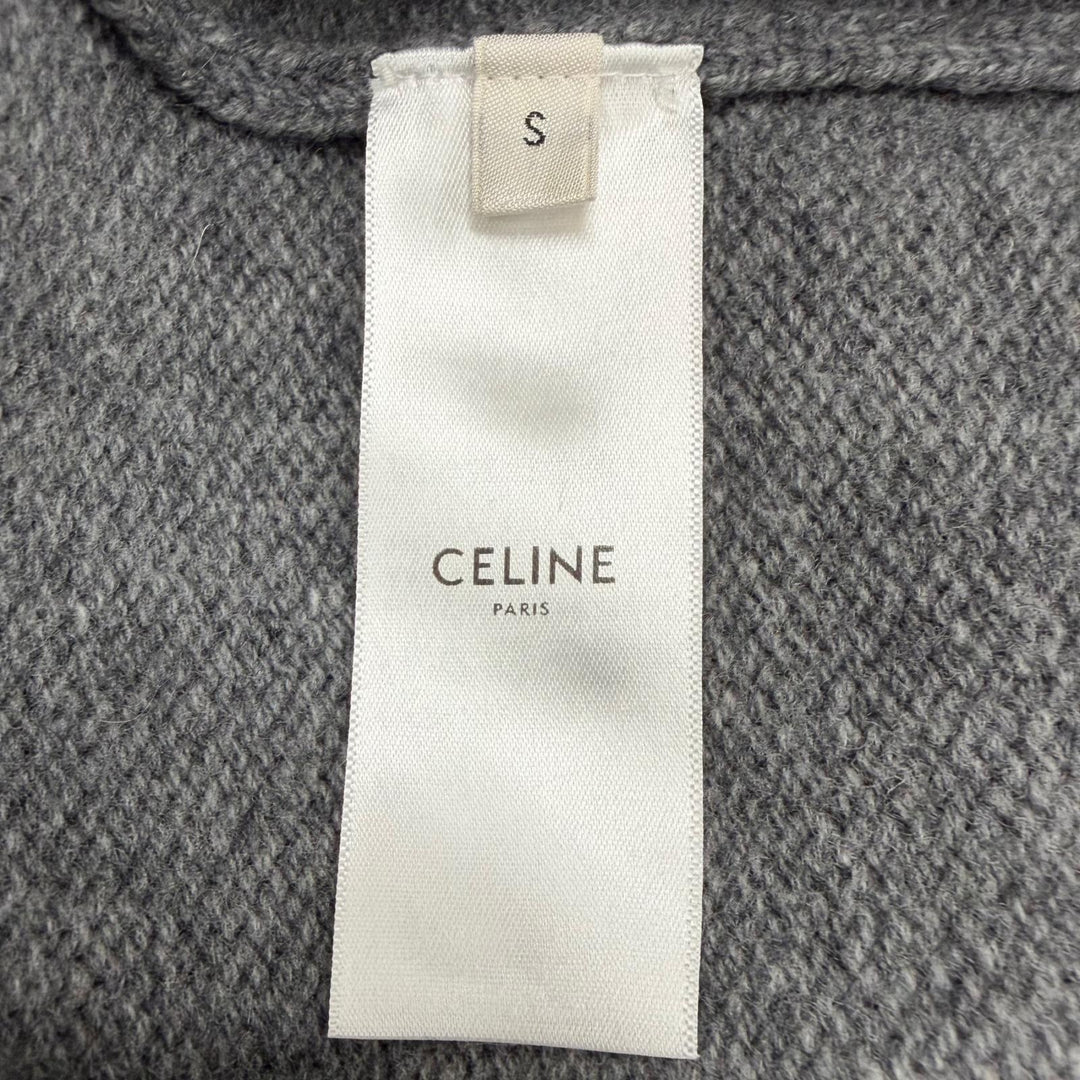 極美品▼CELINE セリーヌ 2AC87048T ウール カシミヤ トリオンフ刺繍 フーデッド プルオーバー パーカー ニットセーター S 正規品 メンズ
