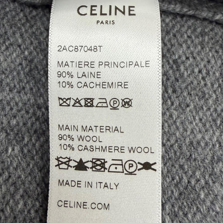 極美品▼CELINE セリーヌ 2AC87048T ウール カシミヤ トリオンフ刺繍 フーデッド プルオーバー パーカー ニットセーター S 正規品 メンズ