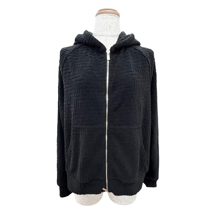 極美品△TATRAS タトラス LCK0471063588 BIANCA ビアンカ ロゴワッペン パイル ジャガード ジップアップ パーカー ブラック 02 正規品