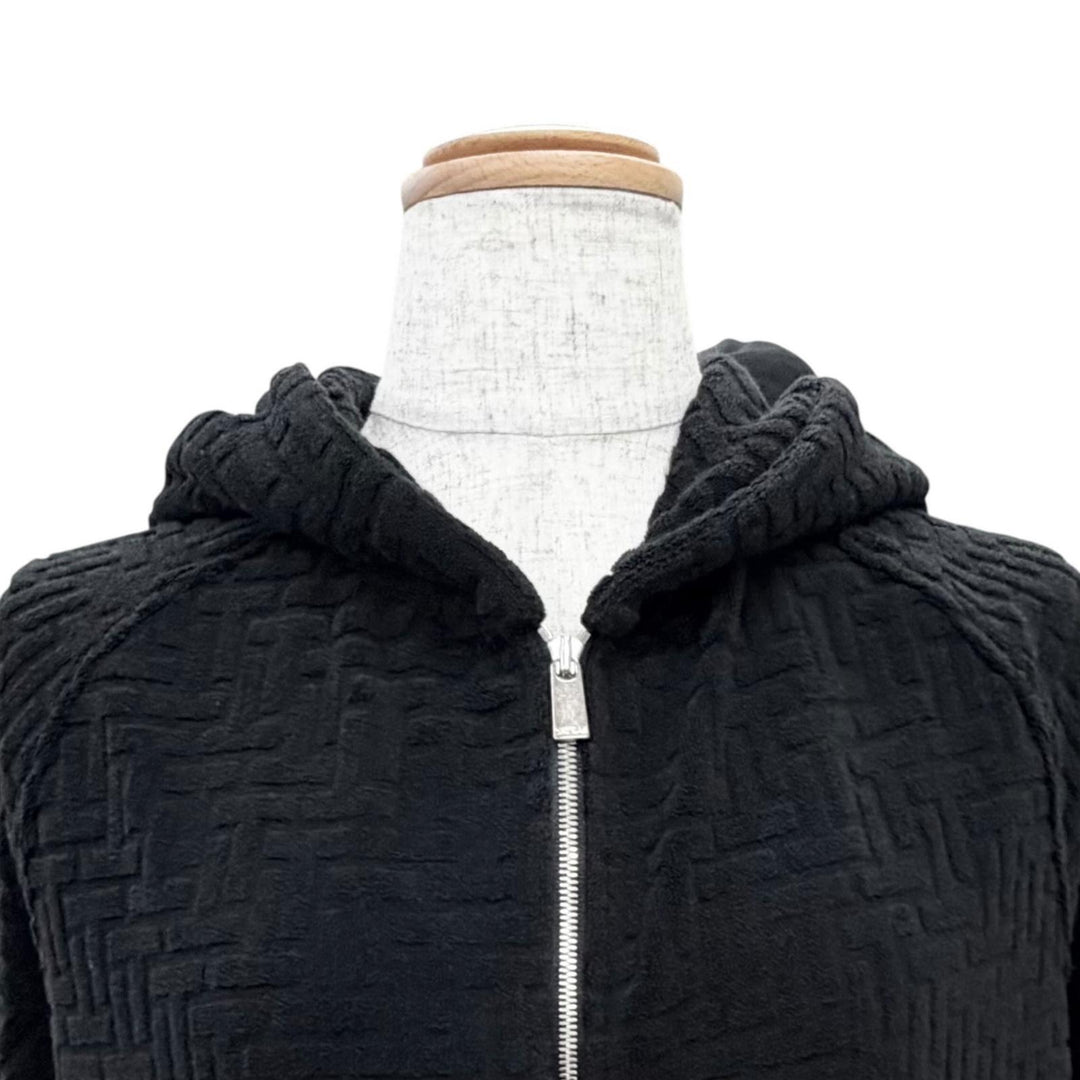 極美品△TATRAS タトラス LCK0471063588 BIANCA ビアンカ ロゴワッペン パイル ジャガード ジップアップ パーカー ブラック 02 正規品