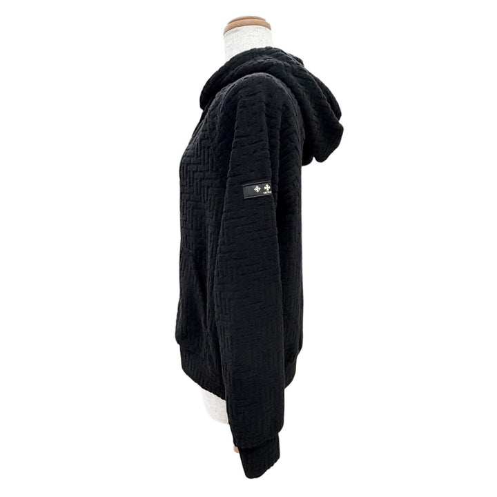 極美品△TATRAS タトラス LCK0471063588 BIANCA ビアンカ ロゴワッペン パイル ジャガード ジップアップ パーカー ブラック 02 正規品