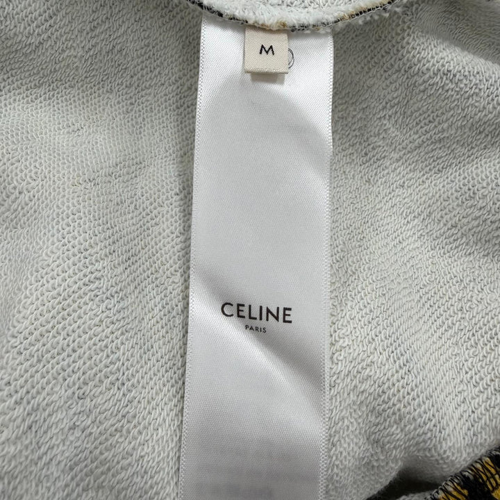 極美品▼CELINE セリーヌ 2Y571582Q コットン タイガー柄 ロゴプリント フーデッド プルオーバー パーカー ブラウン ブラック M 正規品