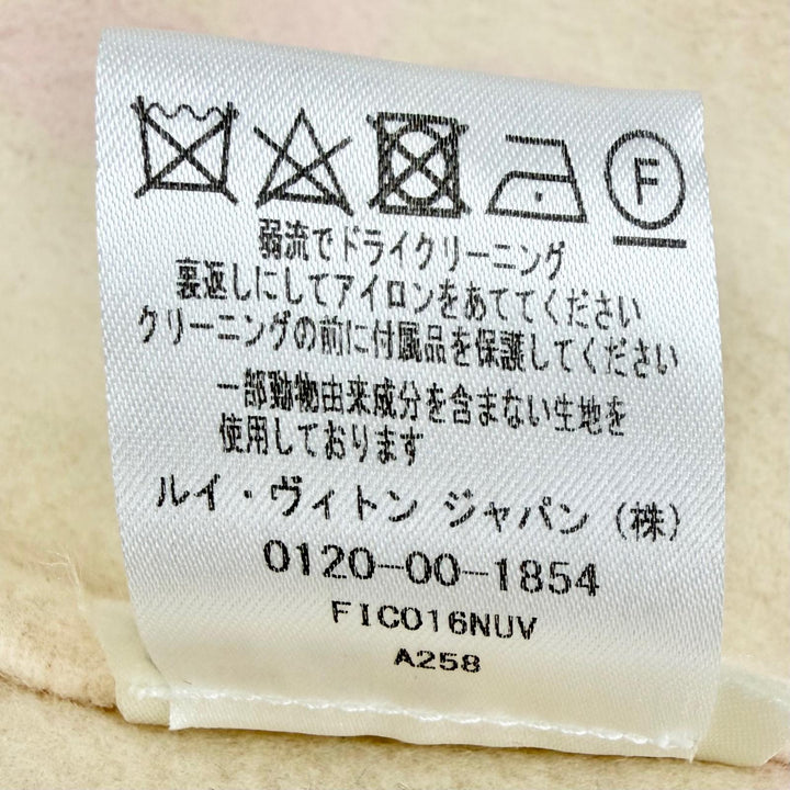 極美品△LOUIS VUITTON ルイヴィトン ウール シルク 裏地ジャイアントモノグラム フード付 ジップアップ ベスト ベージュ 34 伊製 正規品