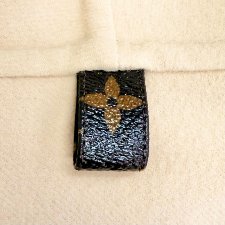 極美品△LOUIS VUITTON ルイヴィトン ウール シルク 裏地ジャイアントモノグラム フード付 ジップアップ ベスト ベージュ 34 伊製 正規品